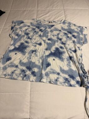 Tie-Dye Short Sleeve Pullover Top - Blue